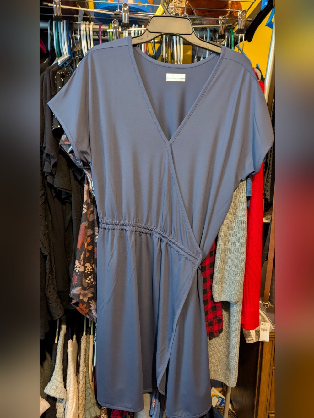 Columbia Slate Blue Wrap-Style Midi Dress